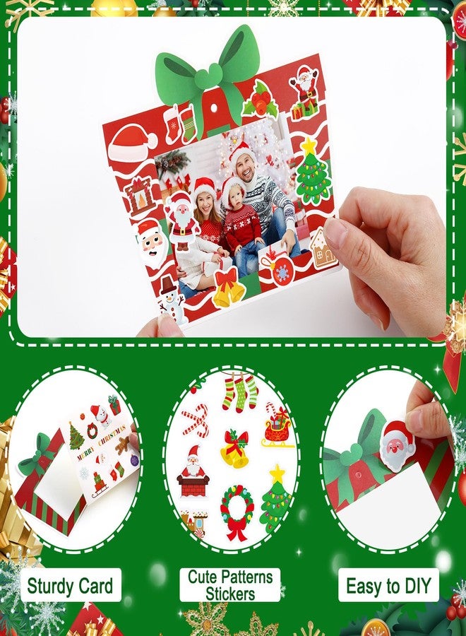 JULBEAR 32PCS Christmas Picture Frame Craft Kit, DIY Paper Christmas Frame Craft with Stickers Picture Ornament Craft for Xmas Tree Decorations Holiday Party Favors Classroom Art Activities - Image 3